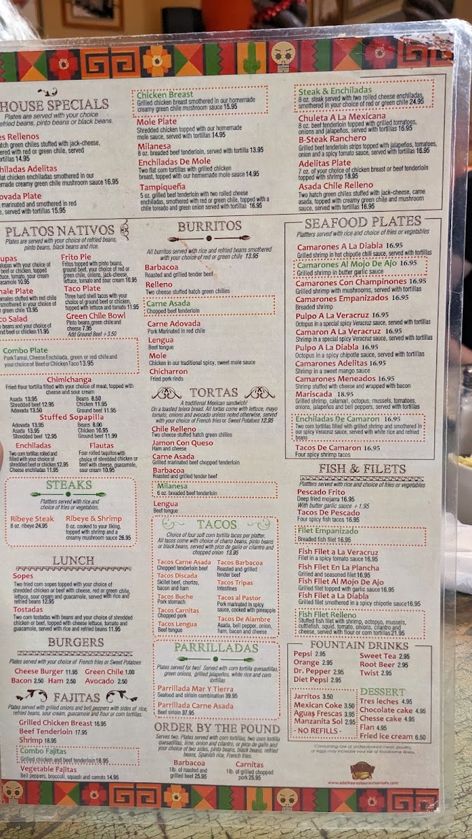 Adelitas Mexican Restaurant Menu - Image 1